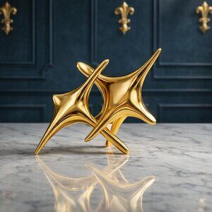 18K Gold Plated Stainless Steel Celestial Starburst Sculptural Adjustable Ring